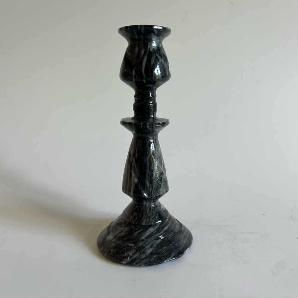 Elegant Vintage Black Marble Candle Holder